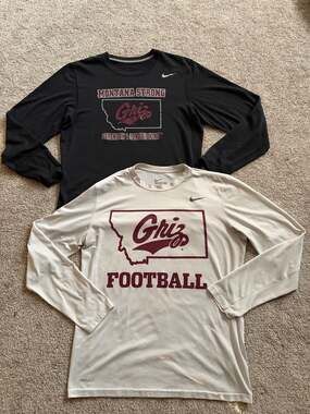 Lot of 2 University of Montana Team Issued Long Sleeve T-Shirts Football Mens M